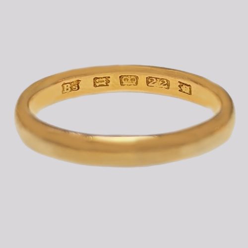 ANTIQUE 22CT GOLD WEDDING RING HALLMARKED LONDON 1912 SIZE O COURT SHAPED 42 G - ADDITIONAL PHOTO 1