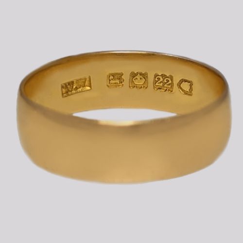 ANTIQUE 22CT GOLD WEDDING RING HALLMARKED LONDON 1912 D SHAPED 58MM 5G SIZE M - ADDITIONAL PHOTO 1