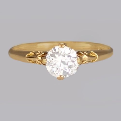 victorian old cut diamond solitaire ring 18ct gold 075ct antique engagement ring - CATEGORY: ANTIQUE JEWELLERY - DATED VICTORIAN