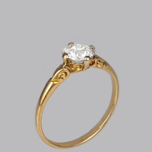 VICTORIAN OLD CUT DIAMOND SOLITAIRE RING 18CT GOLD 075CT ANTIQUE ENGAGEMENT RING - ADDITIONAL PHOTO 1