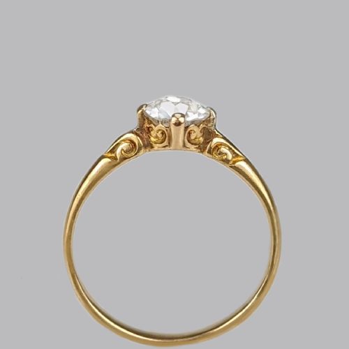 VICTORIAN OLD CUT DIAMOND SOLITAIRE RING 18CT GOLD 075CT ANTIQUE ENGAGEMENT RING - ADDITIONAL PHOTO 2