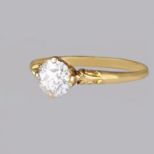 VICTORIAN OLD CUT DIAMOND SOLITAIRE RING 18CT GOLD 075CT ANTIQUE ENGAGEMENT RING - ADDITIONAL PHOTO 4