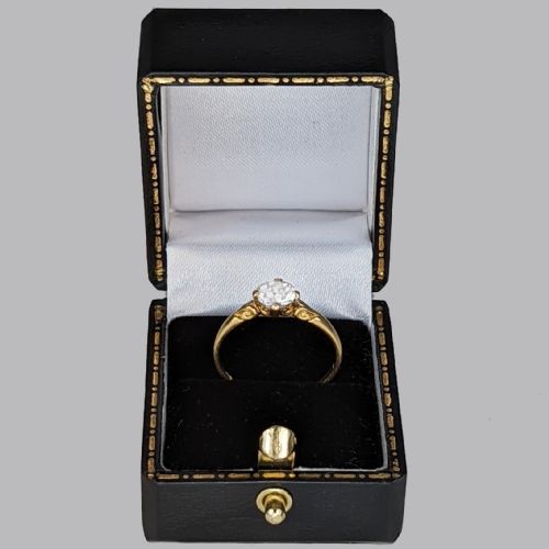 VICTORIAN OLD CUT DIAMOND SOLITAIRE RING 18CT GOLD 075CT ANTIQUE ENGAGEMENT RING - ADDITIONAL PHOTO 5