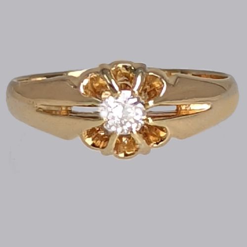 ANTIQUE SOLITAIRE 18CT GOLD OLD CUT DIAMOND SINGLE STONE VINTAGE ENGAGEMENT RING - ADDITIONAL PHOTO 1