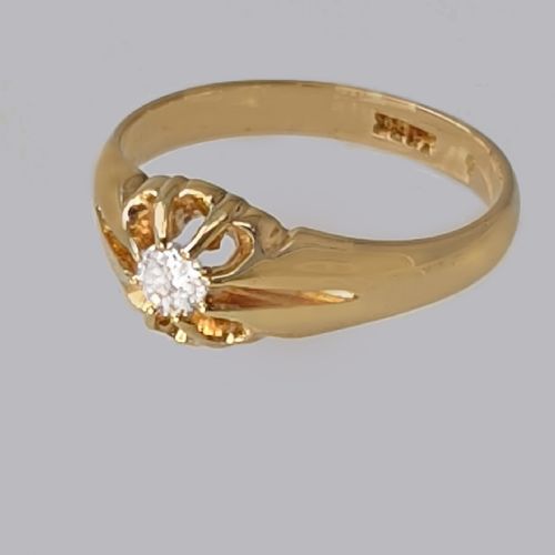 ANTIQUE SOLITAIRE 18CT GOLD OLD CUT DIAMOND SINGLE STONE VINTAGE ENGAGEMENT RING - ADDITIONAL PHOTO 2