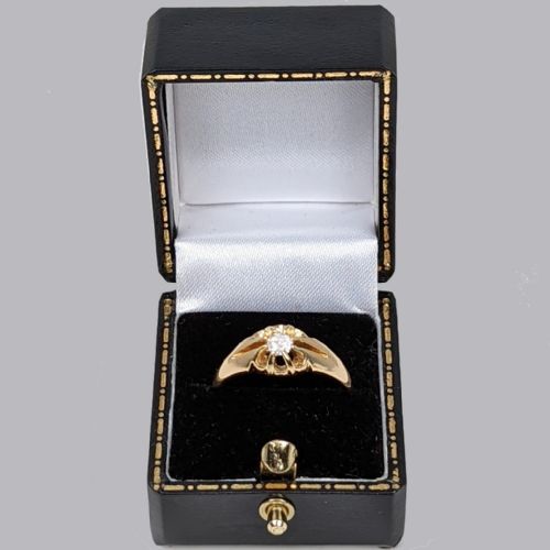 ANTIQUE SOLITAIRE 18CT GOLD OLD CUT DIAMOND SINGLE STONE VINTAGE ENGAGEMENT RING - ADDITIONAL PHOTO 4