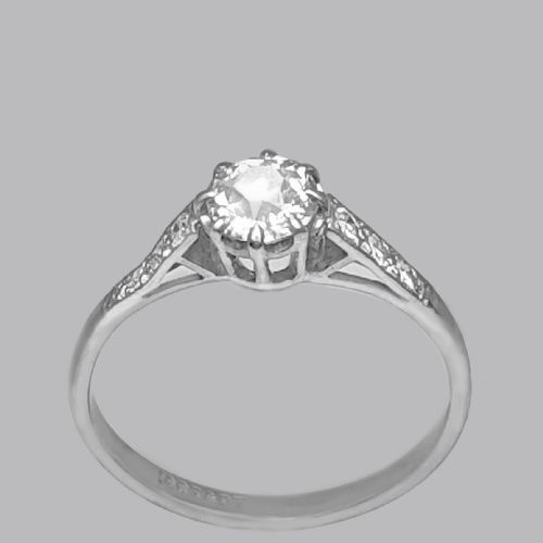 ANTIQUE 080CT DIAMOND SOLITAIRE 18CT WHITE GOLD PLAT EDWARDIAN ENGAGEMENT RING - ADDITIONAL PHOTO 2