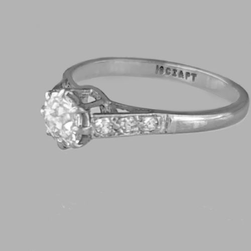 ANTIQUE 080CT DIAMOND SOLITAIRE 18CT WHITE GOLD PLAT EDWARDIAN ENGAGEMENT RING - ADDITIONAL PHOTO 3