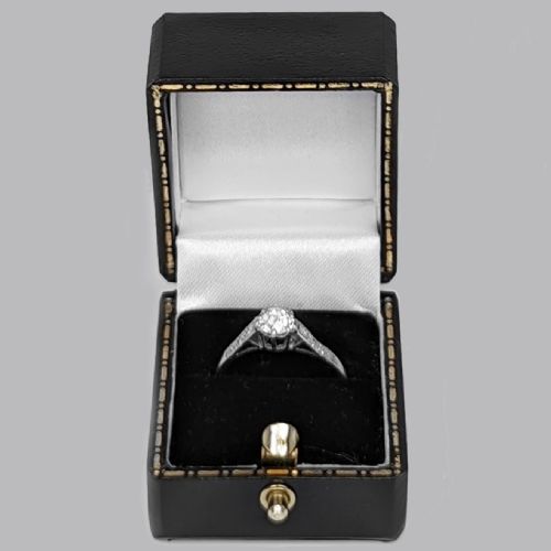ANTIQUE 080CT DIAMOND SOLITAIRE 18CT WHITE GOLD PLAT EDWARDIAN ENGAGEMENT RING - ADDITIONAL PHOTO 5