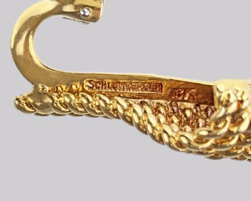 VINTAGE TIFFANY CO EARRINGS 1960S JEAN SCHLUMBERGER 18CT GOLD ROPE FAN SHAPE - ADDITIONAL PHOTO 7