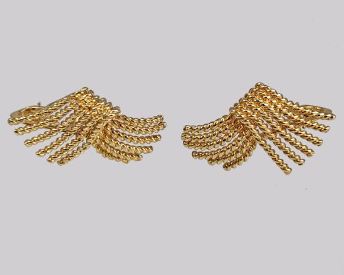 VINTAGE TIFFANY CO EARRINGS 1960S JEAN SCHLUMBERGER 18CT GOLD ROPE FAN SHAPE - ADDITIONAL PHOTO 9