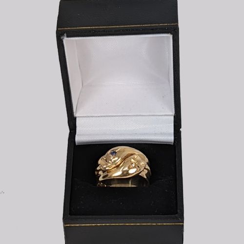 ANTIQUE SNAKE RING 18CT GOLD DIAMOND SAPPHIRE CHESTER 1905 DOUBLE SERPENT RING SIZE U 106 GRAMS - ADDITIONAL PHOTO 5