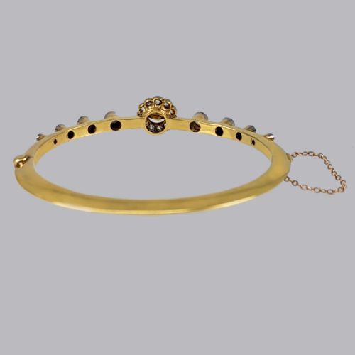 ANTIQUE DIAMOND PEARL BANGLE 18CT GOLD EDWARDIAN 130CT DIAMOND BANGLE CIRCA 1910 - ADDITIONAL PHOTO 5
