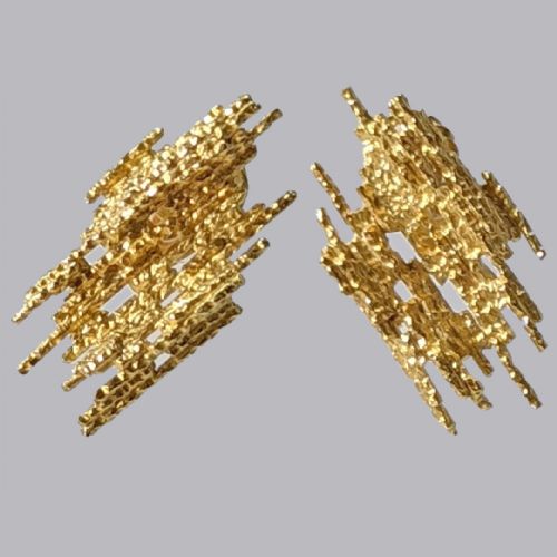 GRIMA 18CT GOLD EARRINGS ABSTRACT VINTAGE 1960S ANDREW GRIMA BUTTERFLY POST EARRINGS - ADDITIONAL PHOTO 1