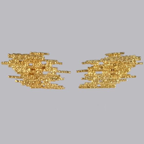 GRIMA 18CT GOLD EARRINGS ABSTRACT VINTAGE 1960S ANDREW GRIMA BUTTERFLY POST EARRINGS - ADDITIONAL PHOTO 3