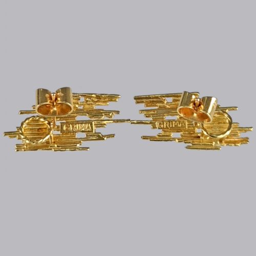 GRIMA 18CT GOLD EARRINGS ABSTRACT VINTAGE 1960S ANDREW GRIMA BUTTERFLY POST EARRINGS - ADDITIONAL PHOTO 4