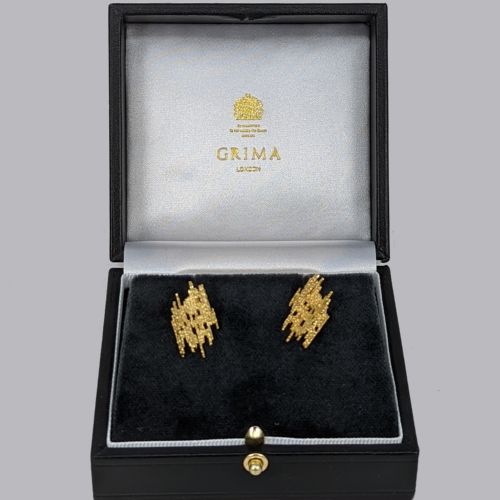 GRIMA 18CT GOLD EARRINGS ABSTRACT VINTAGE 1960S ANDREW GRIMA BUTTERFLY POST EARRINGS - ADDITIONAL PHOTO 6