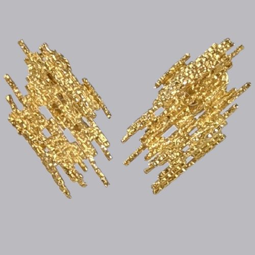 GRIMA 18CT GOLD EARRINGS ABSTRACT VINTAGE 1960S ANDREW GRIMA BUTTERFLY POST EARRINGS - ADDITIONAL PHOTO 7