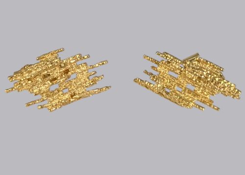 GRIMA 18CT GOLD EARRINGS ABSTRACT VINTAGE 1960S ANDREW GRIMA BUTTERFLY POST EARRINGS - ADDITIONAL PHOTO 10