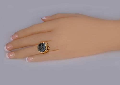 VINTAGE LARGE ABSTRACT COCKTAIL RING 195060S GEODE CRYSTAL RING 18CT GOLD PLATINUM RETRO RING - ADDITIONAL PHOTO 15