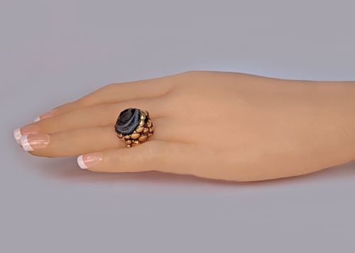 VINTAGE LARGE ABSTRACT COCKTAIL RING 195060S GEODE CRYSTAL RING 18CT GOLD PLATINUM RETRO RING - ADDITIONAL PHOTO 16