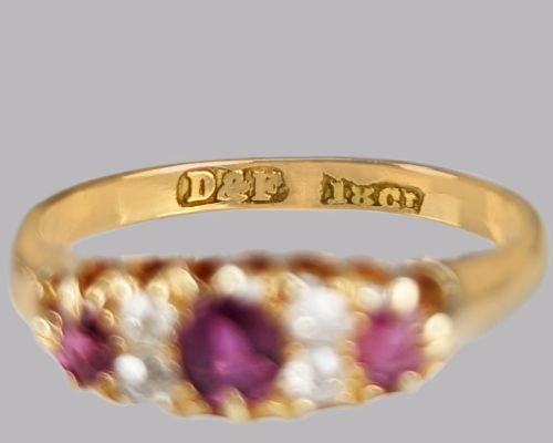 DEAKIN FRANCIS VICTORIAN RING RUBY OLD CUT DIAMOND 18CT GOLD ANTIQUE RING - ADDITIONAL PHOTO 4