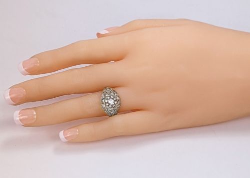 VINTAGE TURQUOISE 18CT GOLD RETRO RING 1950S ROPE TWIST COCKTAIL RING SIZE H 12 - ADDITIONAL PHOTO 7
