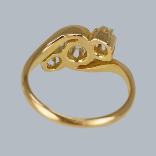 ANTIQUE OLD CUT DIAMOND TRILOGY TWIST RING 18CT GOLD ENGAGEMENT RING HALLMARKED CHESTER 1914 - ADDITIONAL PHOTO 9