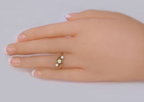 ANTIQUE OLD CUT DIAMOND TRILOGY TWIST RING 18CT GOLD ENGAGEMENT RING HALLMARKED CHESTER 1914 - ADDITIONAL PHOTO 10
