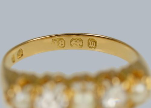 VICTORIAN PEARL OLD CUT DIAMOND RING 18CT GOLD ANTIQUE RING HALLMARKED 1896 - ADDITIONAL PHOTO 3