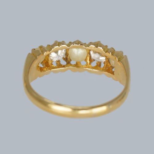VICTORIAN PEARL OLD CUT DIAMOND RING 18CT GOLD ANTIQUE RING HALLMARKED 1896 - ADDITIONAL PHOTO 4