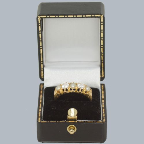 VICTORIAN PEARL OLD CUT DIAMOND RING 18CT GOLD ANTIQUE RING HALLMARKED 1896 - ADDITIONAL PHOTO 5