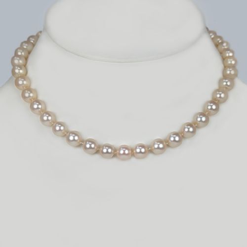 vintage pearl necklace kutchinsky single strand pearl 16 choker london 1960s - CATEGORY: ANTIQUE JEWELLERY - DATED 1960