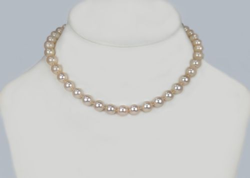 VINTAGE PEARL NECKLACE KUTCHINSKY SINGLE STRAND PEARL 16 CHOKER LONDON 1960S - ADDITIONAL PHOTO 10