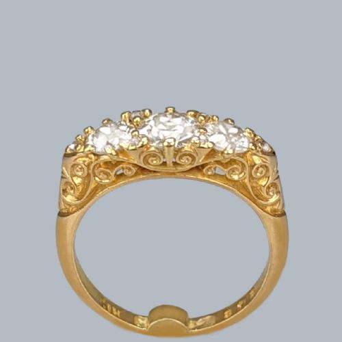 VICTORIAN DIAMOND RING 150CT OLD CUT DIAMOND 18CT GOLD ANTIQUE TRILOGY RING - ADDITIONAL PHOTO 2