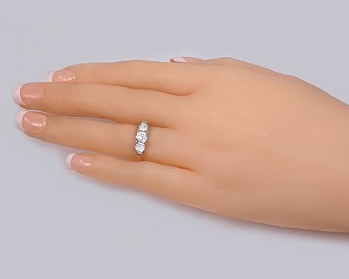 VICTORIAN DIAMOND RING 150CT OLD CUT DIAMOND 18CT GOLD ANTIQUE TRILOGY RING - ADDITIONAL PHOTO 5