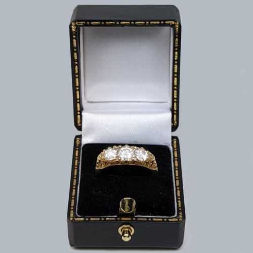 VICTORIAN DIAMOND RING 150CT OLD CUT DIAMOND 18CT GOLD ANTIQUE TRILOGY RING - ADDITIONAL PHOTO 6