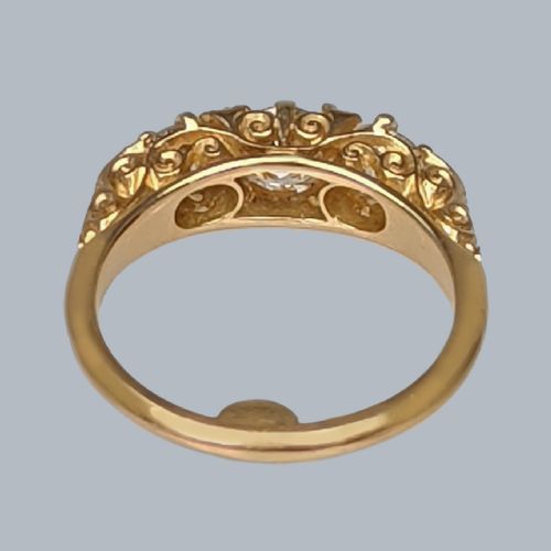 VICTORIAN DIAMOND RING 150CT OLD CUT DIAMOND 18CT GOLD ANTIQUE TRILOGY RING - ADDITIONAL PHOTO 7