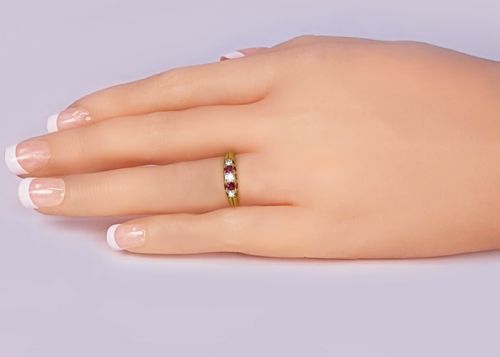 ANTIQUE OLD CUT DIAMOND RUBY 18CT GOLD RING VICTORIAN FIVE STONE VINTAGE RING - ADDITIONAL PHOTO 4