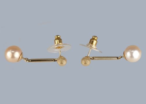 18CT GOLD PEARL EARRINGS VINTAGE 14 DROP EARRINGS 1960S PEARL DANGLE EARRINGS - ADDITIONAL PHOTO 2