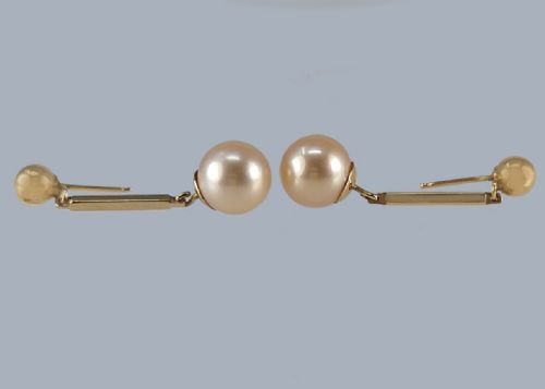 18CT GOLD PEARL EARRINGS VINTAGE 14 DROP EARRINGS 1960S PEARL DANGLE EARRINGS - ADDITIONAL PHOTO 3