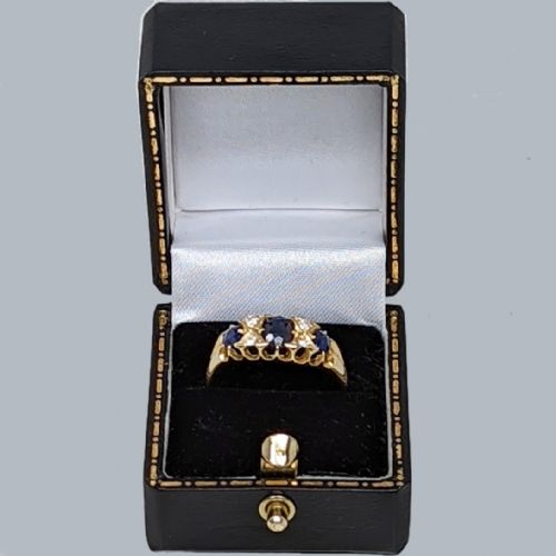 VICTORIAN SAPPHIRE AND DIAMOND RING 18CT GOLD ANTIQUE ENGLISH RING - ADDITIONAL PHOTO 4