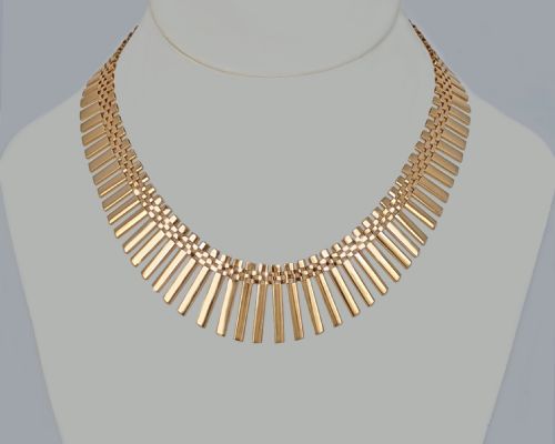 ITALIAN 18CT GOLD NECKLACE 1960S GRADUATED FRINGE VINTAGE CLEOPATRA NECKLACE 48 GRAMS - ADDITIONAL PHOTO 8
