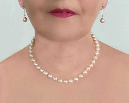 VINTAGE PEARL NECKLACE KUTCHINSKY SINGLE STRAND PEARL 16 CHOKER LONDON 1960S - ADDITIONAL PHOTO 1