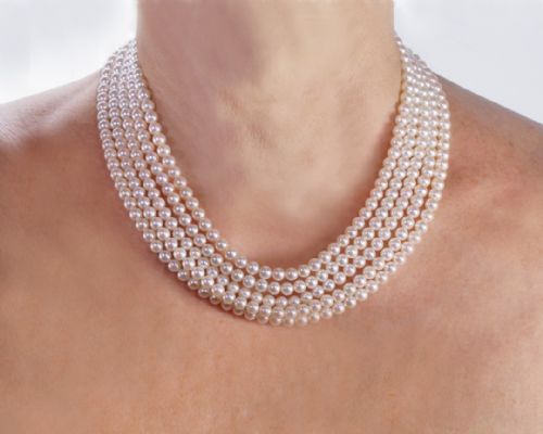 VINTAGE PEARL NECKLACE WITH 40CT OLD CUT DIAMOND EDWARDIAN CLASP FIVE STRAND 16 LONG - ADDITIONAL PHOTO 2