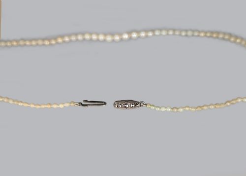 VINTAGE PEARL NECKLACE SILVER MARCASITE CLASP SINGLE STRAND FRESHWATER PEARLS - ADDITIONAL PHOTO 2