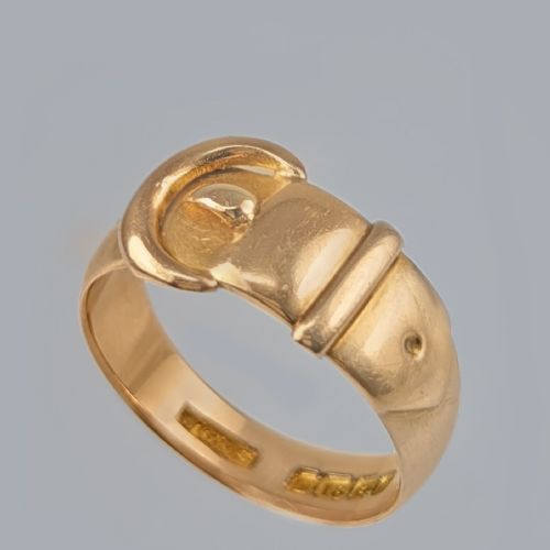 Antique 18ct Gold Buckle Ring Hallmarked Birmingham 1908 William Griffiths & Son Edwardian Belt Ring
