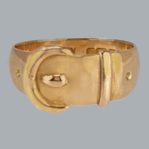 ANTIQUE 18CT GOLD BUCKLE RING EDWARDIAN WILLIAM GRIFFITHS SON BIRMINGHAM 1908