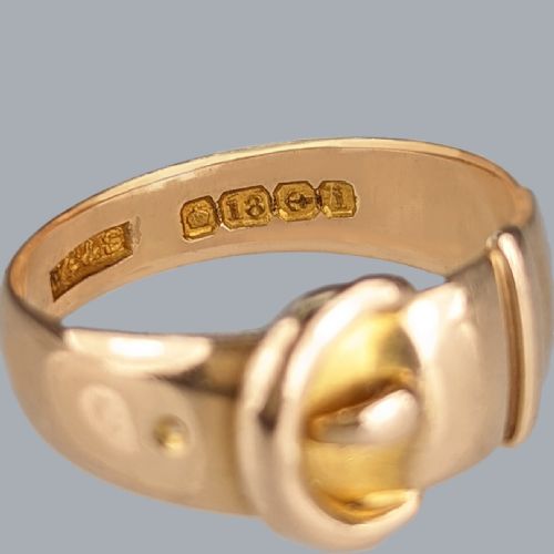ANTIQUE 18CT GOLD BUCKLE RING EDWARDIAN WILLIAM GRIFFITHS SON BIRMINGHAM 1908 - ADDITIONAL PHOTO 1