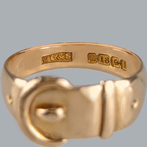 ANTIQUE 18CT GOLD BUCKLE RING EDWARDIAN WILLIAM GRIFFITHS SON BIRMINGHAM 1908 - ADDITIONAL PHOTO 2